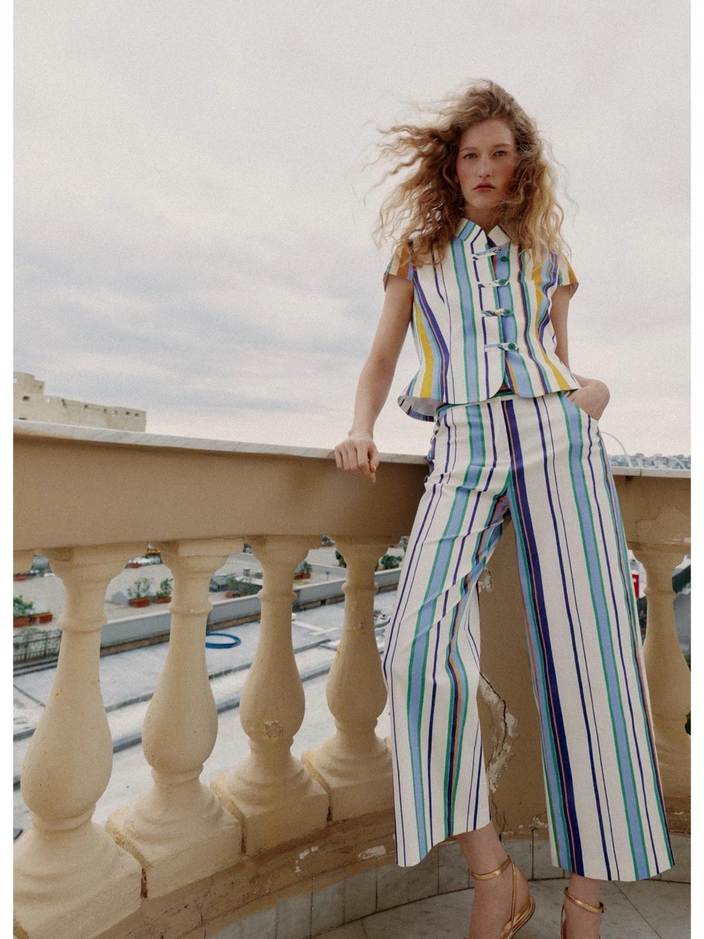 NWT Zara Striped Wide-Leg Pants (M) & Top (S) Set in Multicolor - Women